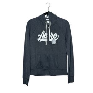 Aeropostal dark gray long sleeve zip up hoodie sweatshirt jacket size Medium